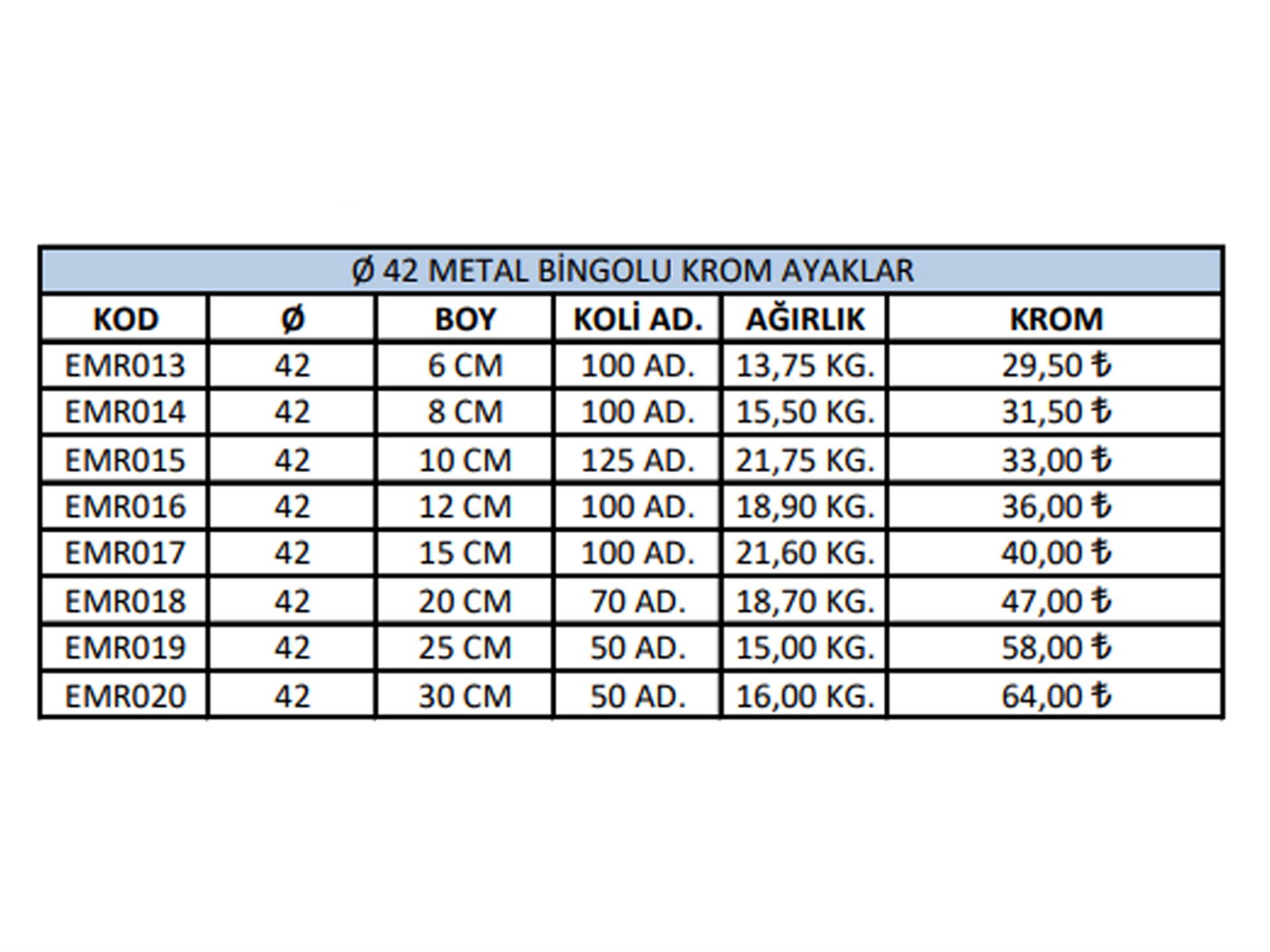 42 Metal Bingolu Ayaklar