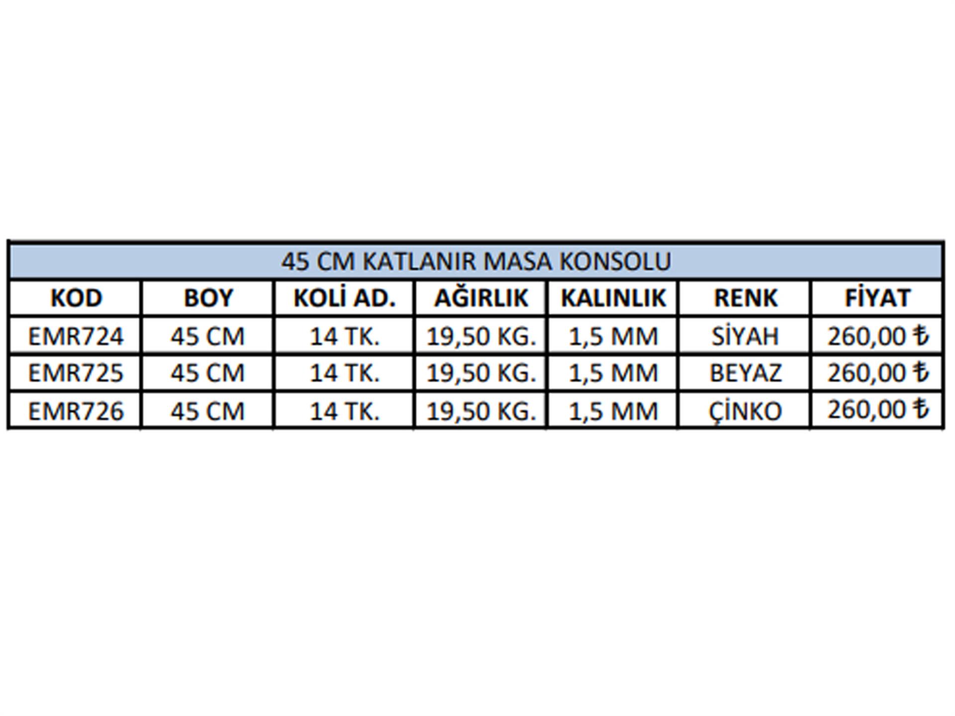 45cm Katlanır Masa Konsolu