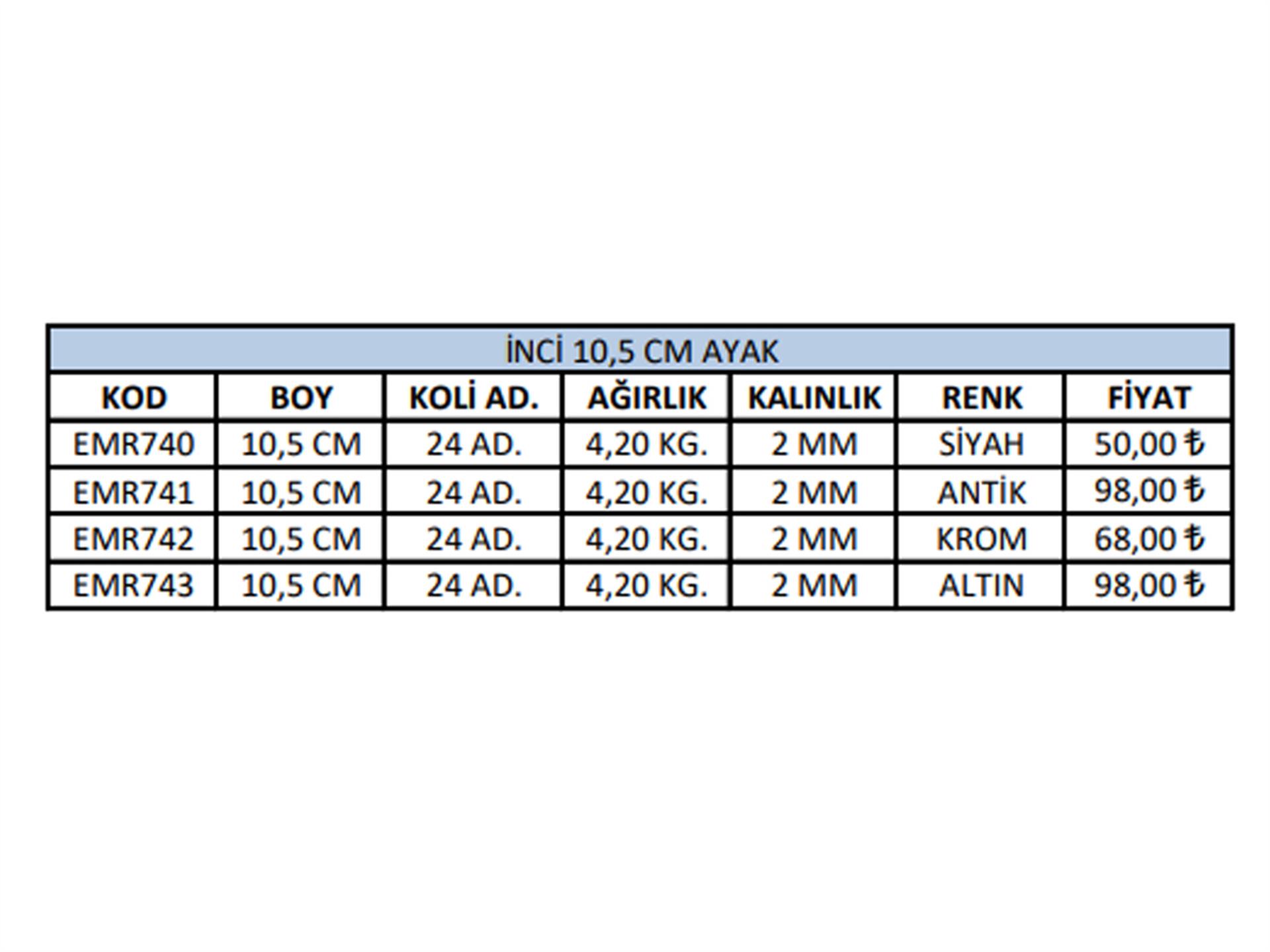 İnci 10,5 cm Ayak